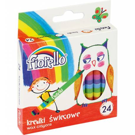 Kredki świecowe, szkolne kredki dla dzieci Fiorello, zestaw 24 kolorów
