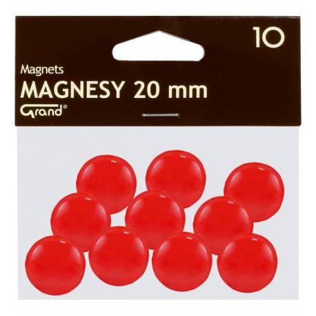 Magnesy do tablicy, punkty magnetyczne 20mm GRAND, czerwony, 10 szt