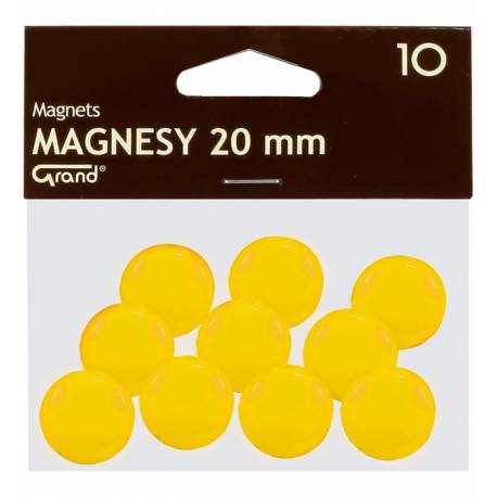Magnesy do tablicy, punkty magnetyczne 20mm GRAND, żółty, 10 szt
