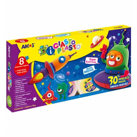 Masa plastyczna CiastoPlasto, dla dzieci AMOS 8 kolorów