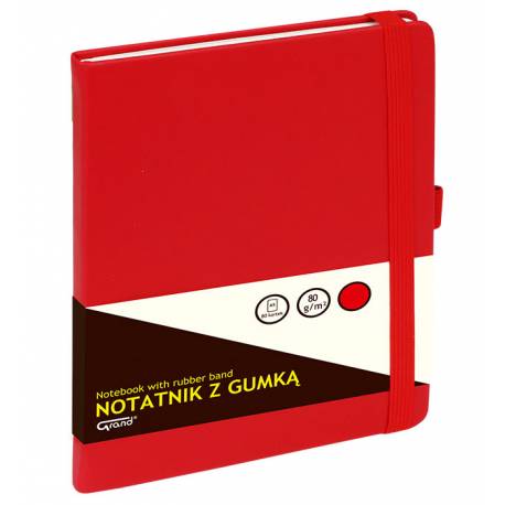 Notatnik A5 80 kartek, notes w kratkę GRAND czerwony