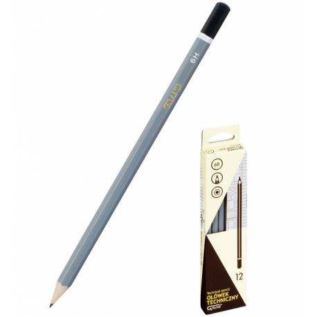 Ołówki do rysunku technicznego, GRAND 12 sztuk, twardość 4B