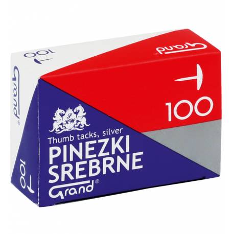 Pinezki biurowe, S100 srebrne 100 szt.