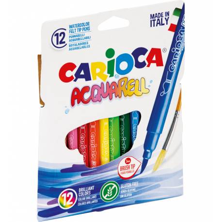 Pisaki akwarelowe, flamastry CARIOCA Aquarell, 12 kolorów mazaków
