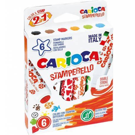 Pisaki dla dzieci, flamastry CARIOCA STEMPLE 6 kolorów