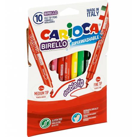 Pisaki dwustronne, flamastry CARIOCA Birello, 10 kolorów mazaków