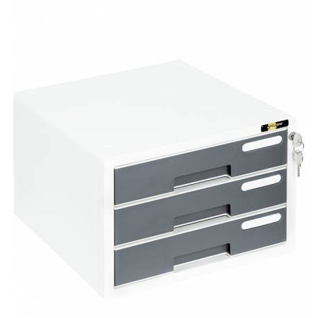 Pojemnik z szufladami, plastikowa szafka na biurko YL-SP03 3 szuflady + zamek, szary