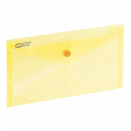 Teczka kopertowa, koperta plastikowa DL 225x124mm GRAND żółta