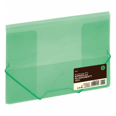 Teczka plastikowa, kopertowa, na gumkę, A4, zp041 GRAND, zielona