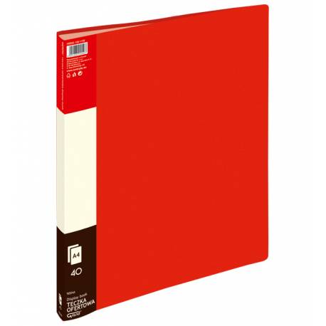 Teczka z koszulkami, album ofertowy na dokumenty A4, 40 kieszeni, czerwony