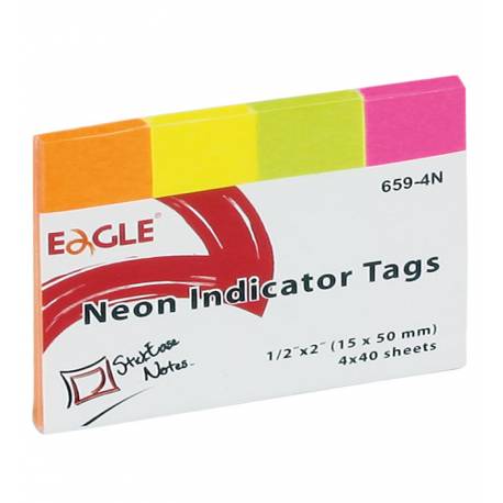 Zakładki indeksujace, karteczki samoprzylepne, 15x50 mm, 4 kolory neonowe