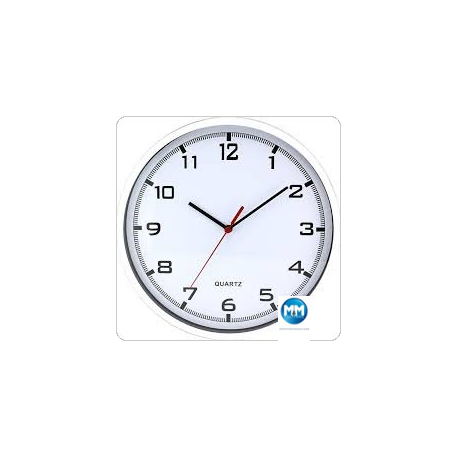 Zegar ścienny plastikowy 25,5 cm, srebrny z białą tarczą MPM E01.2478.70.A