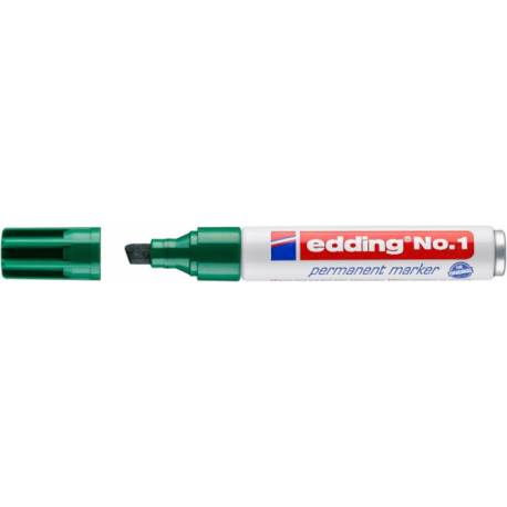 Marker permanentny, niezmywalny, ścięty 1-5mm, zielony, Edding No.1