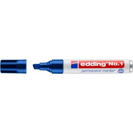 Marker permanentny, niezmywalny, ścięty 1-5mm, niebieski, Edding No.1