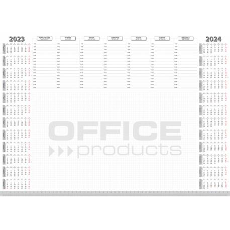 Podkładka na biurko OFFICE PRODUCTS, planer 2023/2024, biuwar 594x420mm A2 ,52k., biała