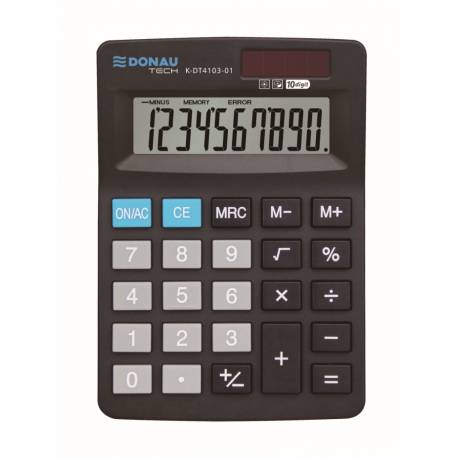 Kalkulator biurowy DONAU TECH, 10-cyfr. wyświetlacz, 127x88x23 mm, czarny