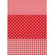 Papier do decoupage 30 x 40 cm czerwony w paski, kropki i kratkę. FDA484, Decopatch