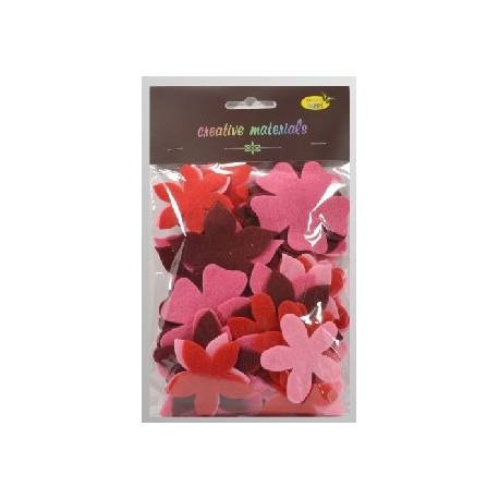 Kwiatki z filcu (48-65mm) op. 60szt. odcienie czerwieni i różu, Galeria Hobby