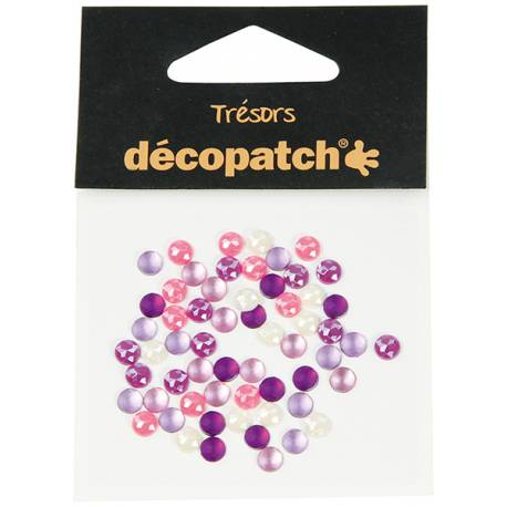 Kryształkowe ozdoby kaboszony różowo-fioletowe śr.5 mm 60 szt. BJ001 O, Decopatch