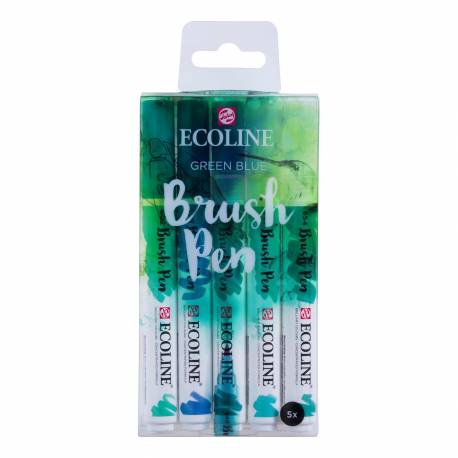Pisaki akwarelowe pędzelkowe Ecoline Brush Pen kpl 5-kolorów GREEN BLUE 11509909, Talens