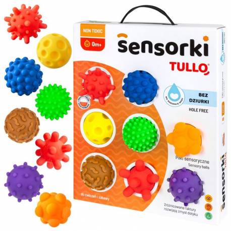 Piłeczki sensoryczne Sensorki 8 sztuk bez dziurki 419, Tullo