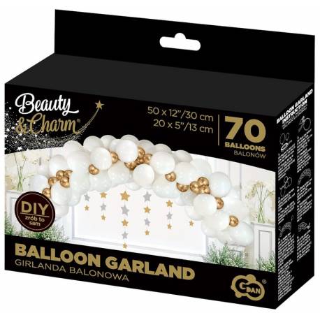 Girlanda balonowa B&C biało-złota, 70 szt., GoDan