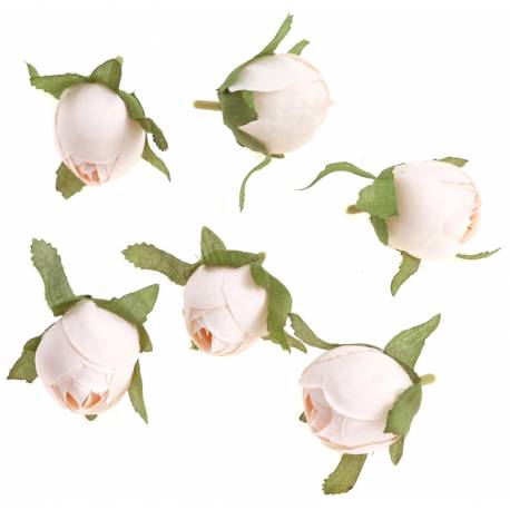 Główki kwiatowe Róża 3 cm.6 szt.ecru. DP Craft