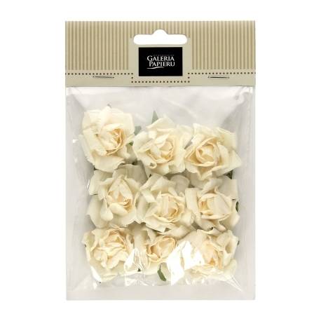 Kwiaty samoprzylepne papierowe Róże op. 9 szt kremowe, Galeria Papieru