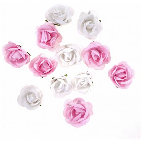 Róże papierowe białe, różowe op 12szt , DP Craft