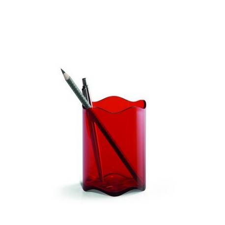 TREND pojemnik na długopisy, czerwony-przezroczysty
