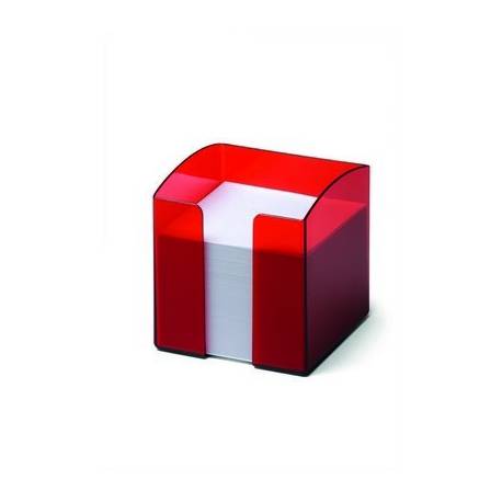 TREND pojemnik z karteczkami, czerwony-przezroczysty