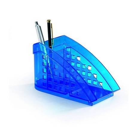 TREND przybornik na biurko, niebieski-przezroczysty