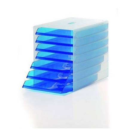 IDEALBOX A4 pojemnik z 7 szufladami, niebieski-przezroczysty