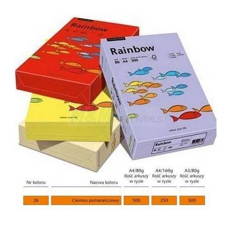 Papier xero Rainbow intensywny A4 80g, c.pomarańcz r26