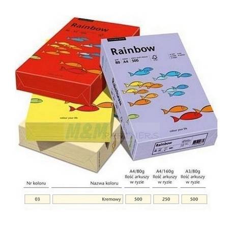 Papier xero Rainbow pastelowy A4 80g, kremowy r03
