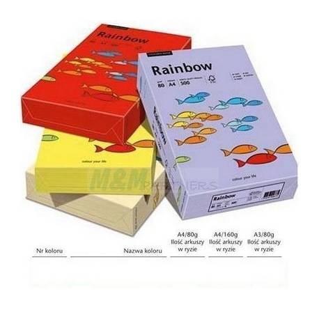 Papier xero Rainbow pastelowy A4 80g, mix (100 szt) 