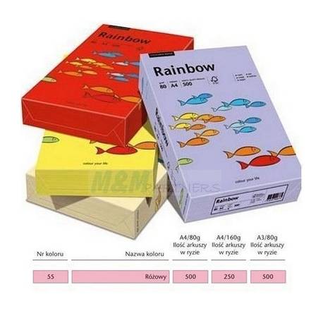 Papier xero Rainbow pastelowy A4 80g, różowy r55