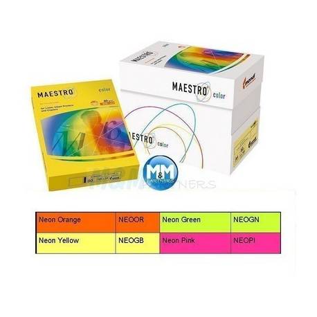 Papier xero Maestro Color A4 80g, neon żółty