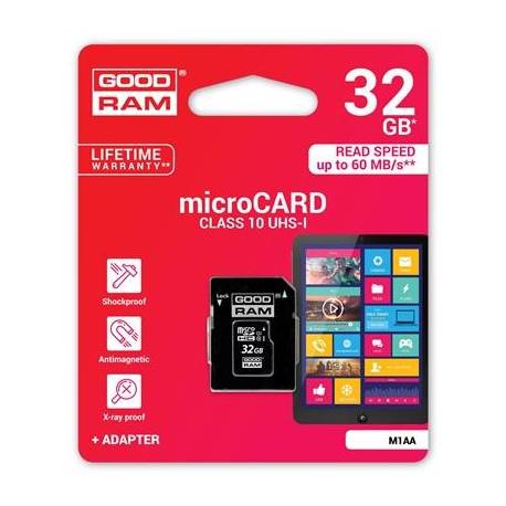 Karta pamięci MicroSDHC GOODRAM 32GB UHS I Class 10 + adapter - RETAIL10