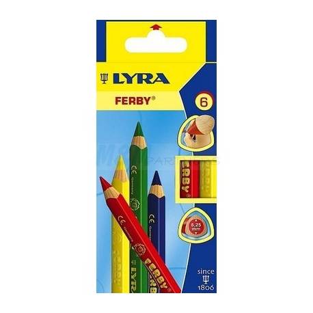 Kredki FERBY LAKIEROWANE Lyra trójkątne grube - 6 kolorów