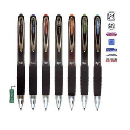 Długopis żelowy UNI UMN207 pstrykany, końc-0.4 mm, zielony